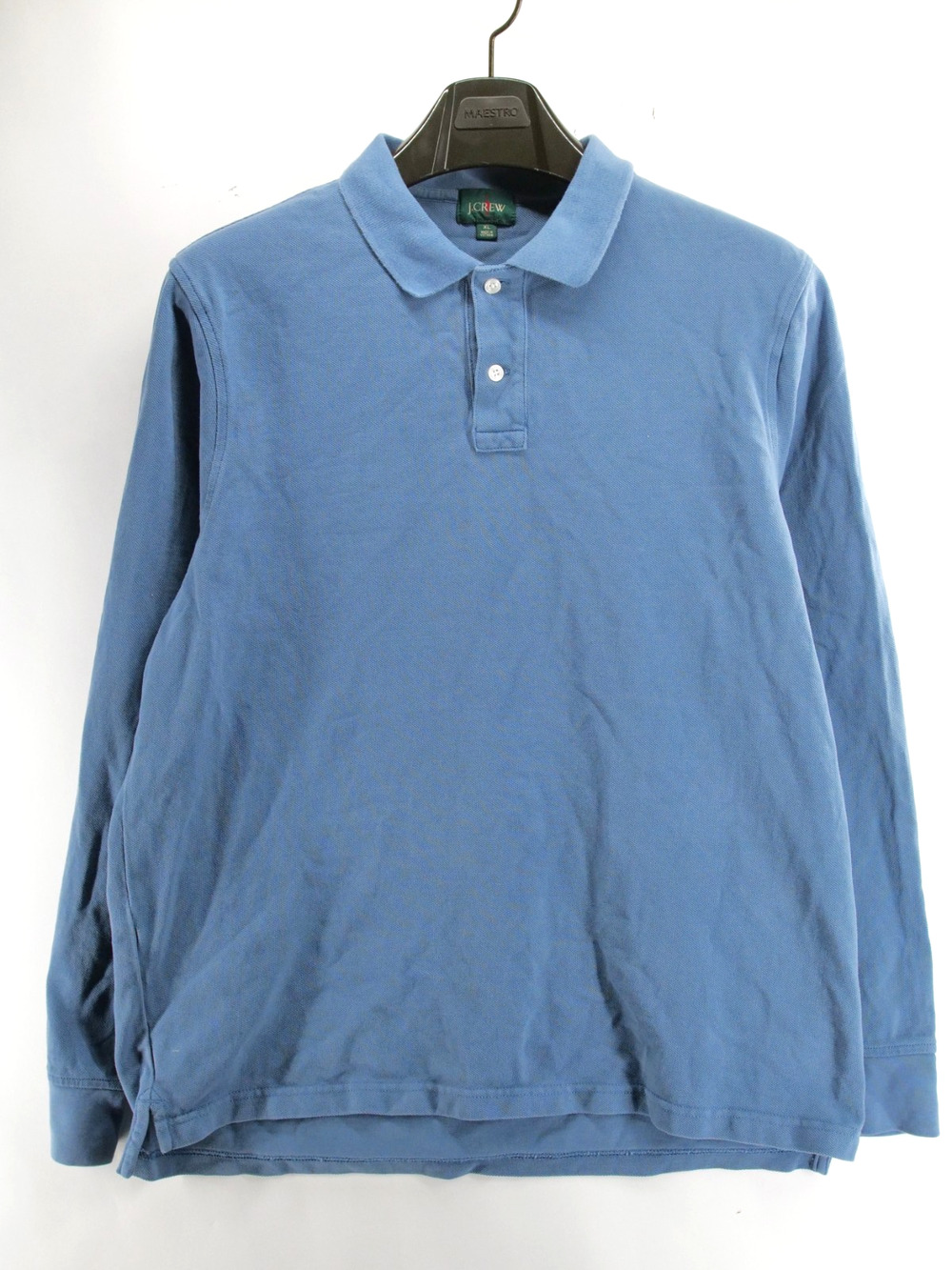 Vintage J Crew Oarsman Polo Shirt Mens XL Light Blue Long Sleeve Solid